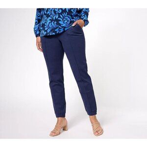 Isaac Mizrahi Elements Reg 24/7 Stretch Knit Jogger Dark Navy Size 4X A609959